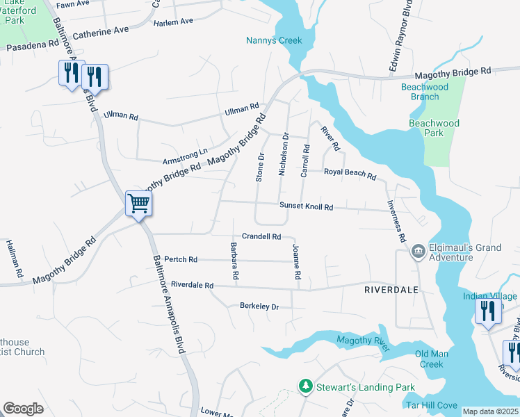 map of restaurants, bars, coffee shops, grocery stores, and more near 301 Green Drive in Pasadena