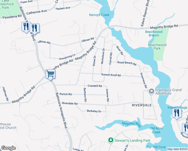 map of restaurants, bars, coffee shops, grocery stores, and more near 301 Green Drive in Pasadena