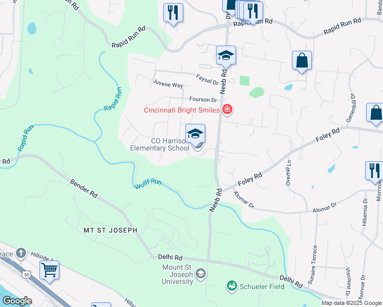 map of restaurants, bars, coffee shops, grocery stores, and more near 585 Neeb Road in Cincinnati