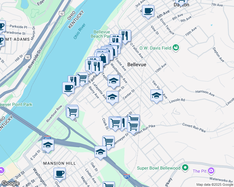 map of restaurants, bars, coffee shops, grocery stores, and more near 336 Taylor Avenue in Bellevue