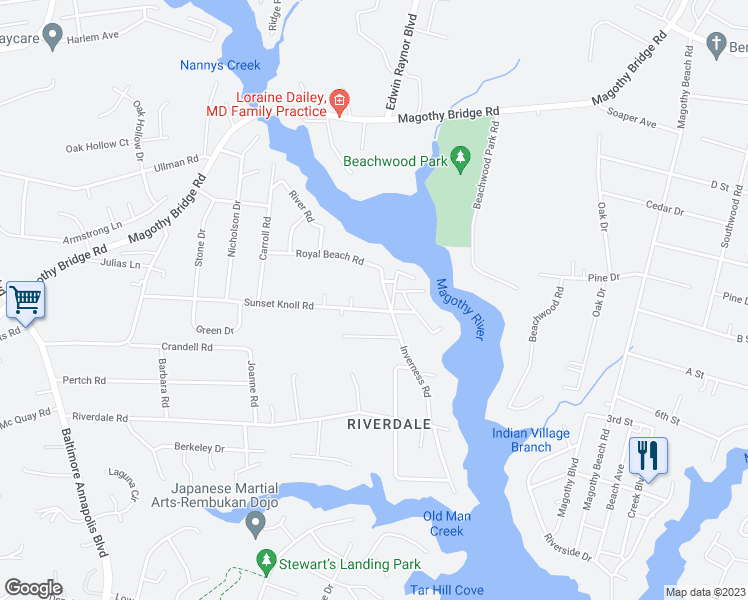 map of restaurants, bars, coffee shops, grocery stores, and more near 561 Sunset Knoll Road in Pasadena