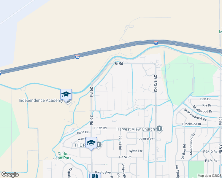 map of restaurants, bars, coffee shops, grocery stores, and more near 681 Muirfield Drive in Grand Junction