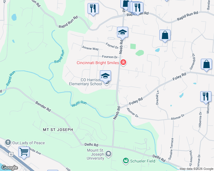 map of restaurants, bars, coffee shops, grocery stores, and more near 585 Neeb Road in Cincinnati