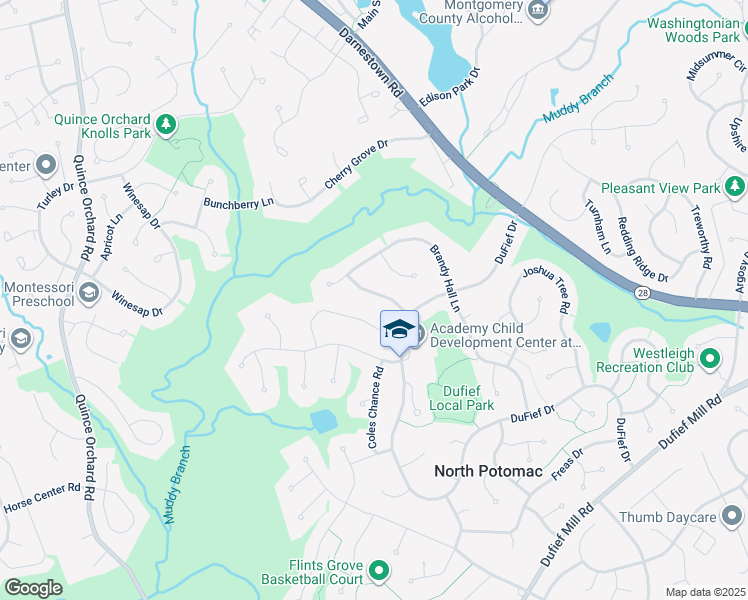 map of restaurants, bars, coffee shops, grocery stores, and more near 11600 Piney Lodge Road in North Potomac
