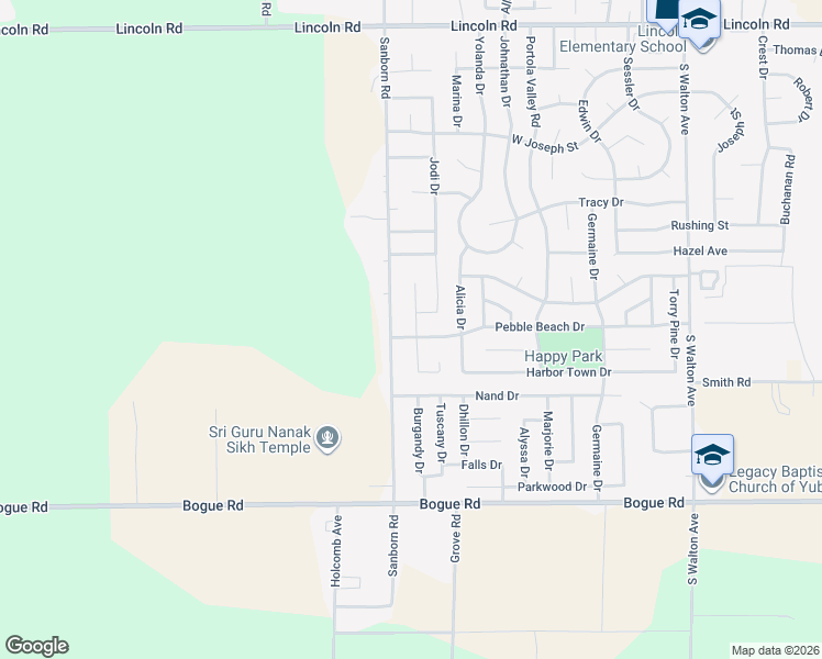 map of restaurants, bars, coffee shops, grocery stores, and more near 1637 Bay Drive in Yuba City