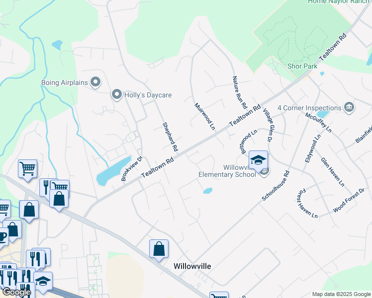 map of restaurants, bars, coffee shops, grocery stores, and more near 4516 Redtinder Lane in Batavia
