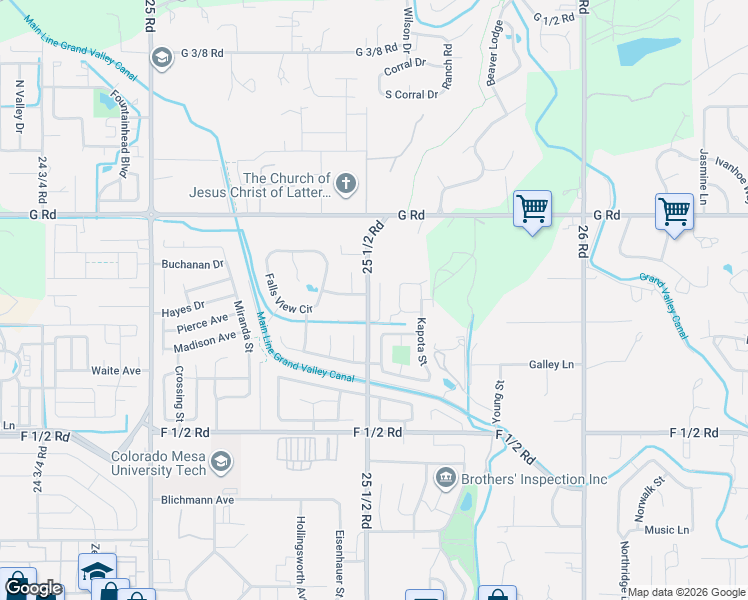 map of restaurants, bars, coffee shops, grocery stores, and more near in Grand Junction