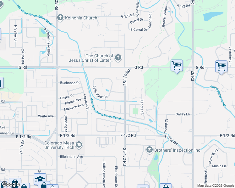 map of restaurants, bars, coffee shops, grocery stores, and more near in Grand Junction