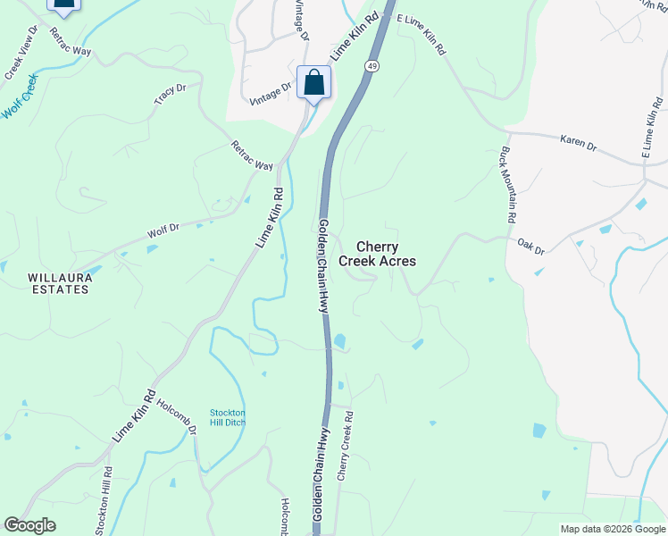 map of restaurants, bars, coffee shops, grocery stores, and more near 18575 North Cherry Creek Road in Grass Valley