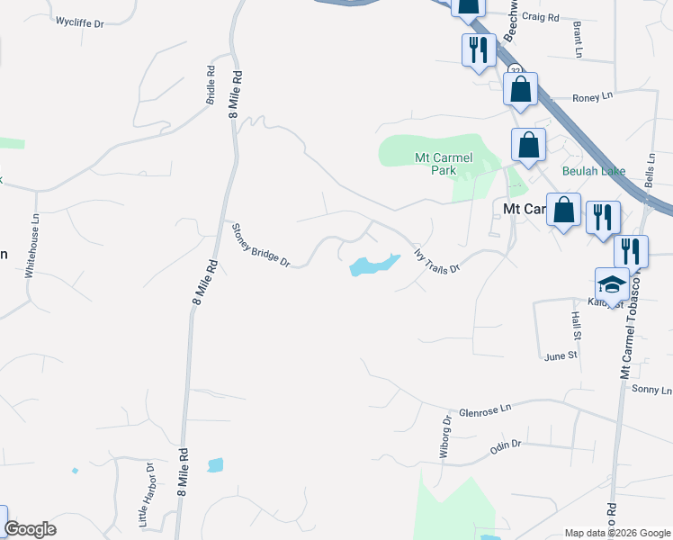 map of restaurants, bars, coffee shops, grocery stores, and more near 8544 Stoney Bridge Drive in Cincinnati