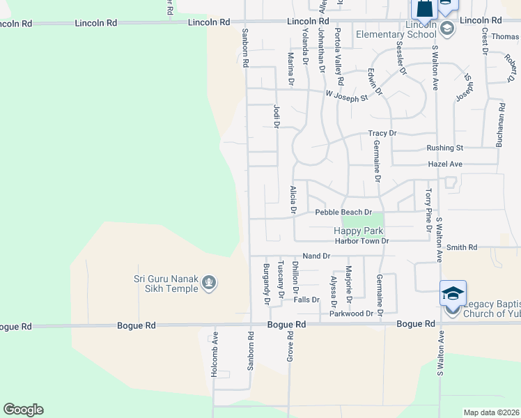 map of restaurants, bars, coffee shops, grocery stores, and more near 1637 Bay Drive in Yuba City