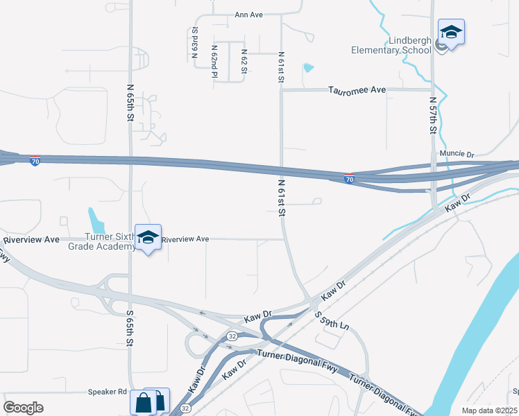 map of restaurants, bars, coffee shops, grocery stores, and more near 310 North 61 Street in Kansas City