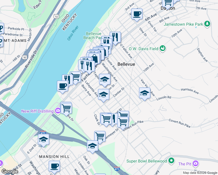 map of restaurants, bars, coffee shops, grocery stores, and more near 336 Taylor Avenue in Bellevue