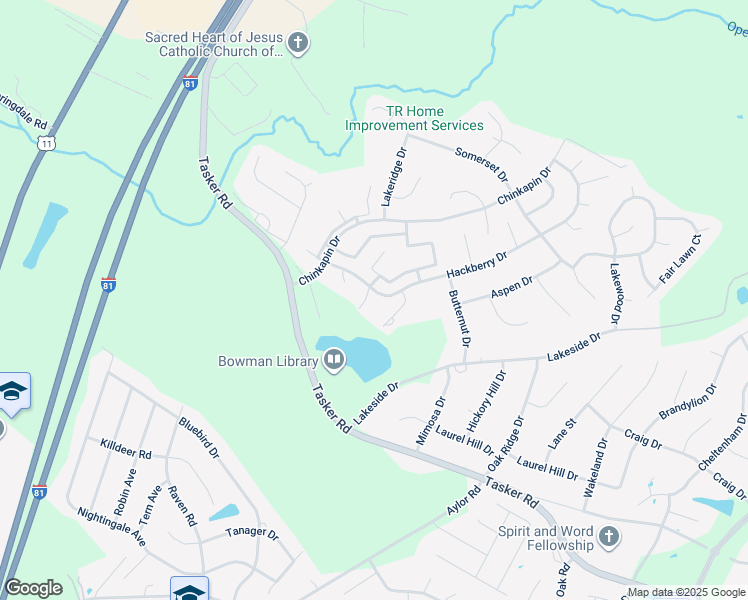 map of restaurants, bars, coffee shops, grocery stores, and more near 164 Hackberry Drive in Stephens City
