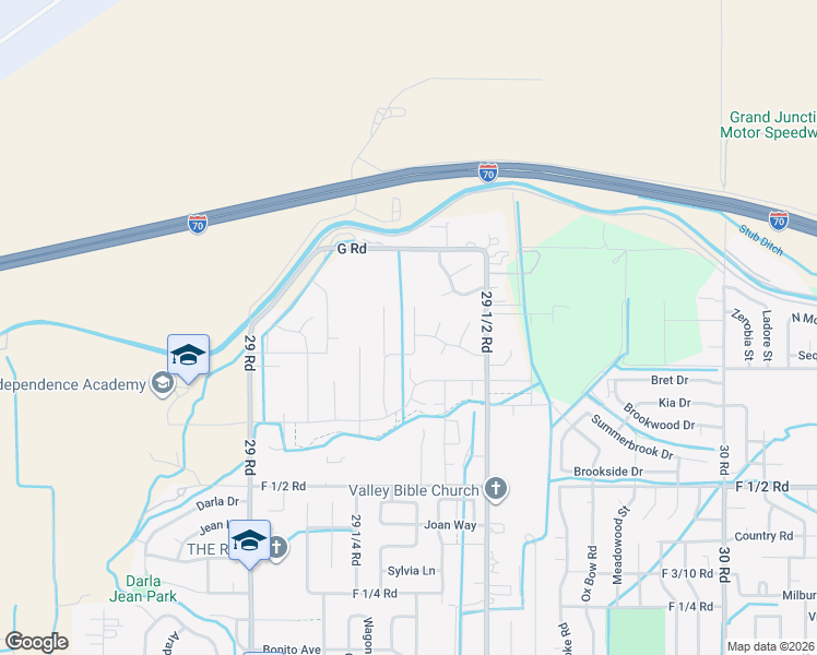 map of restaurants, bars, coffee shops, grocery stores, and more near 2833 Shavano St in Grand Junction