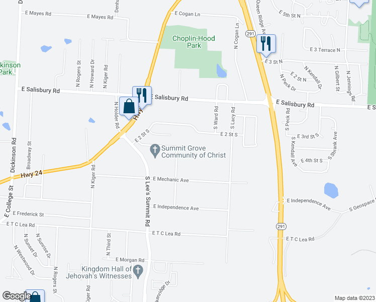 map of restaurants, bars, coffee shops, grocery stores, and more near 15805 East 3rd Terrace Court South in Independence