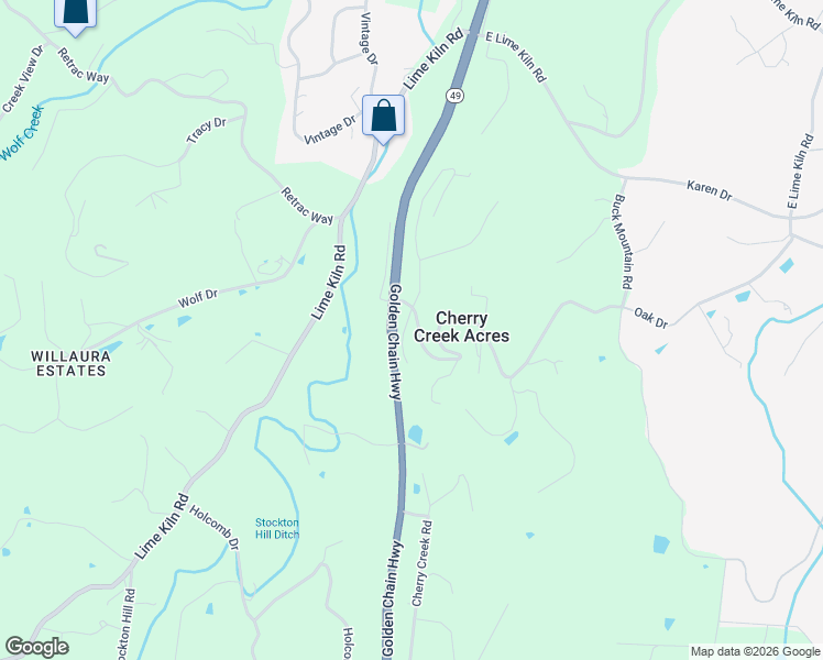 map of restaurants, bars, coffee shops, grocery stores, and more near 18575 North Cherry Creek Road in Grass Valley