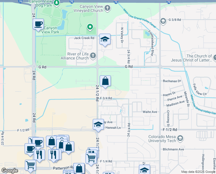 map of restaurants, bars, coffee shops, grocery stores, and more near 680 24 1/2 Road in Grand Junction