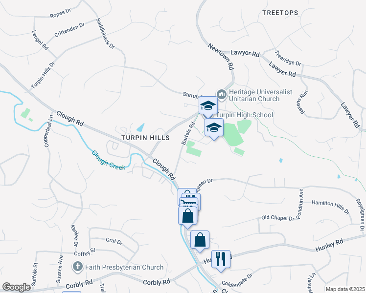 map of restaurants, bars, coffee shops, grocery stores, and more near 2561 Bartels Road in Cincinnati