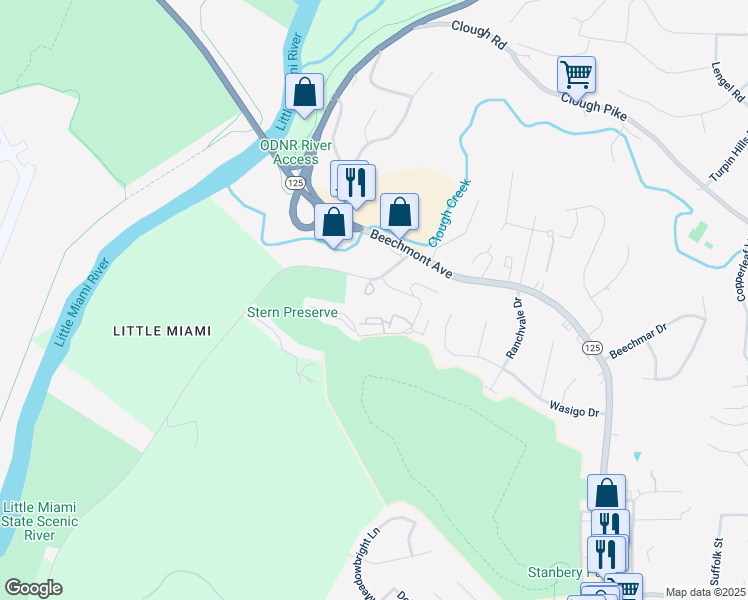 map of restaurants, bars, coffee shops, grocery stores, and more near 2525 Spindlehill Drive in Cincinnati