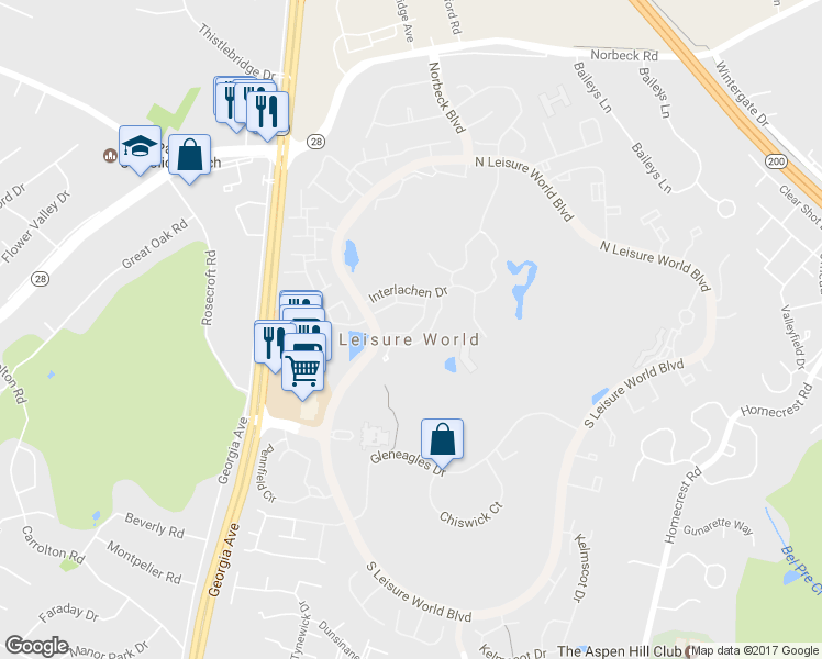 map of restaurants, bars, coffee shops, grocery stores, and more near 15137 Vantage Hill Road in Silver Spring