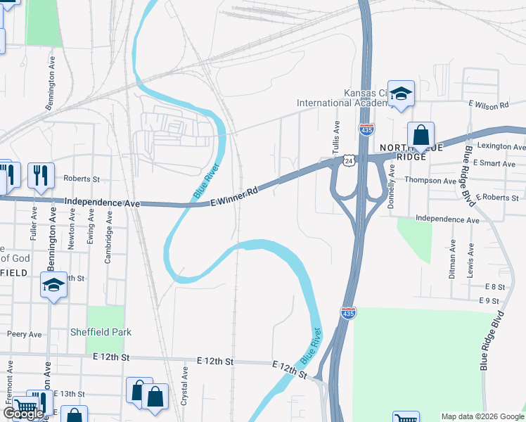 map of restaurants, bars, coffee shops, grocery stores, and more near in Kansas City
