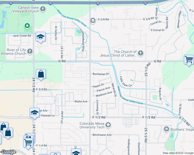 map of restaurants, bars, coffee shops, grocery stores, and more near 691 Polk Court in Grand Junction