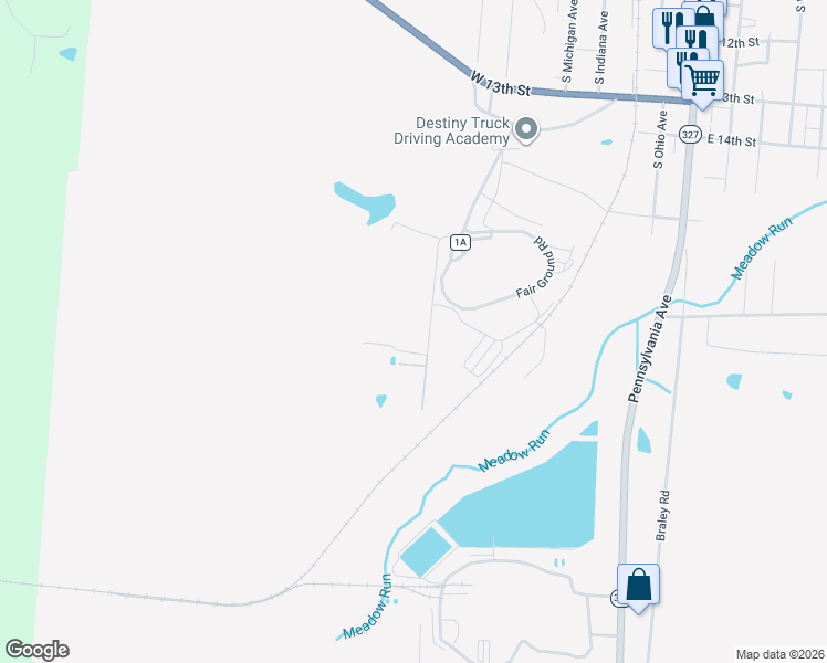 map of restaurants, bars, coffee shops, grocery stores, and more near 101 Meadow Run Road in Wellston