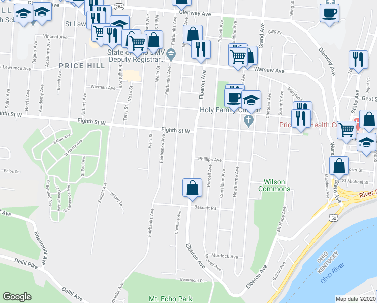 map of restaurants, bars, coffee shops, grocery stores, and more near 746 Woodlawn Avenue in Cincinnati