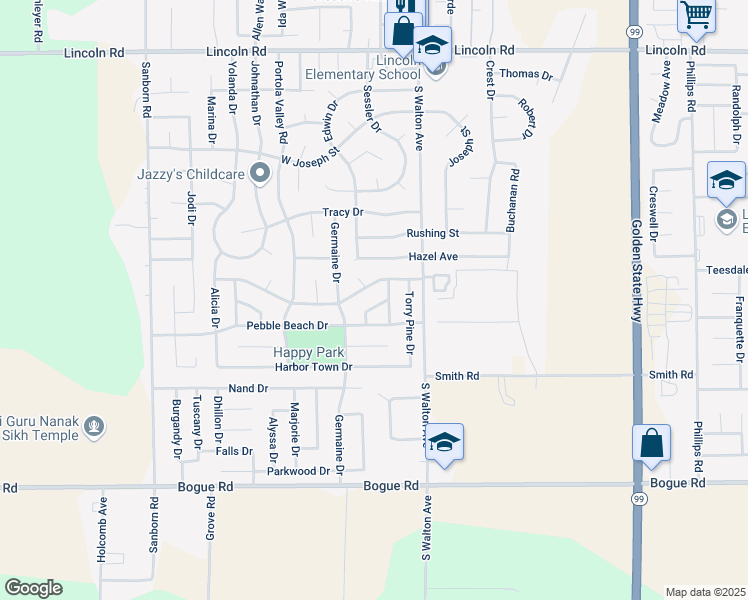 map of restaurants, bars, coffee shops, grocery stores, and more near 1703 Wingfoot Drive in Yuba City