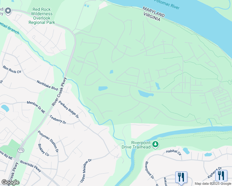 map of restaurants, bars, coffee shops, grocery stores, and more near 43324 Crystal Lake Street in Leesburg