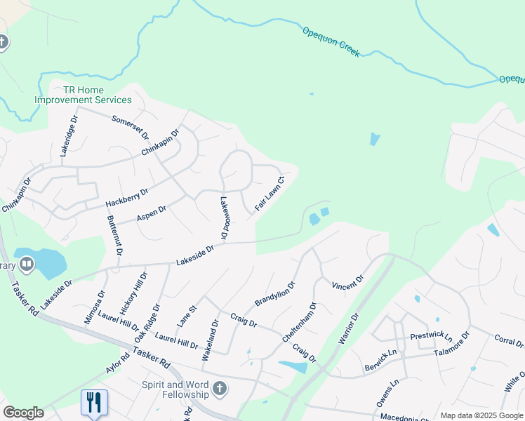 map of restaurants, bars, coffee shops, grocery stores, and more near 131 Fair Lawn Court in Stephens City