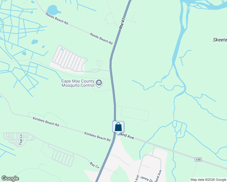 map of restaurants, bars, coffee shops, grocery stores, and more near 31 New Jersey 47 in Cape May County