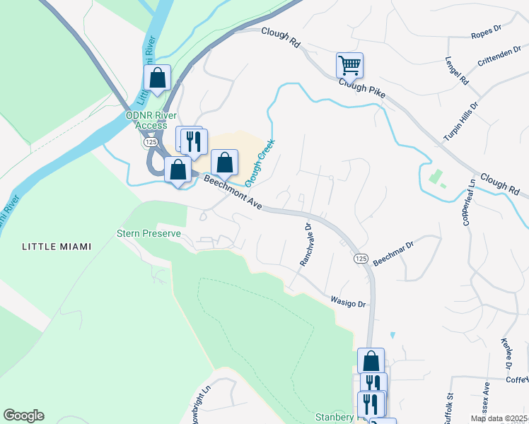 map of restaurants, bars, coffee shops, grocery stores, and more near 5450 Beechmont Avenue in Cincinnati