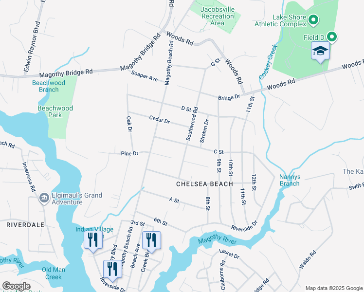 map of restaurants, bars, coffee shops, grocery stores, and more near 200 Southwood Road in Pasadena