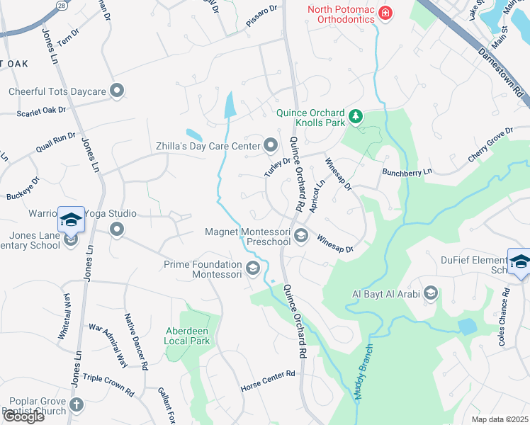 map of restaurants, bars, coffee shops, grocery stores, and more near 12305 Sweetbough Court in North Potomac