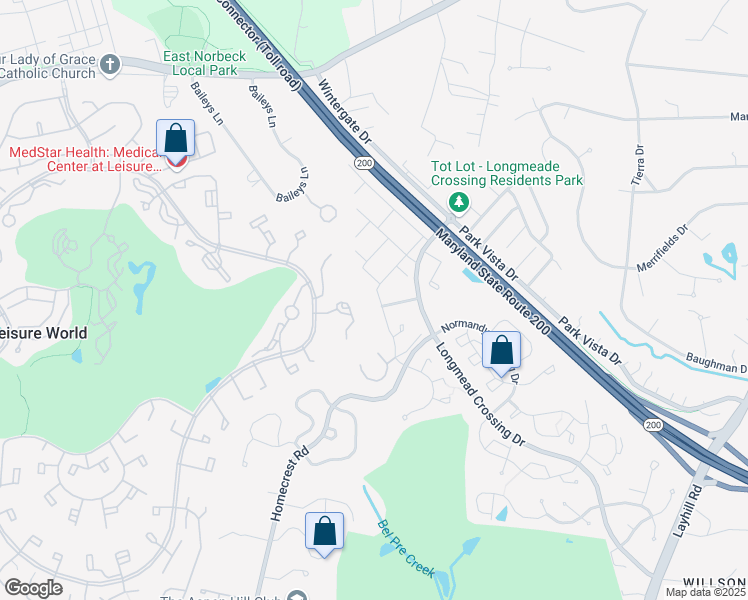 map of restaurants, bars, coffee shops, grocery stores, and more near 14014 Valleyfield Dr in Silver Spring