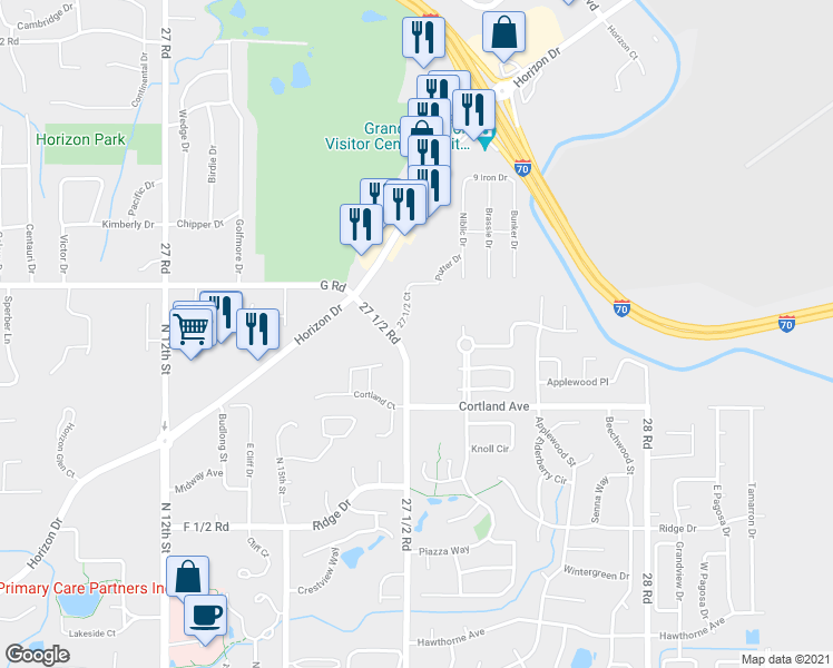 map of restaurants, bars, coffee shops, grocery stores, and more near 4220 27 1/2 Court in Grand Junction