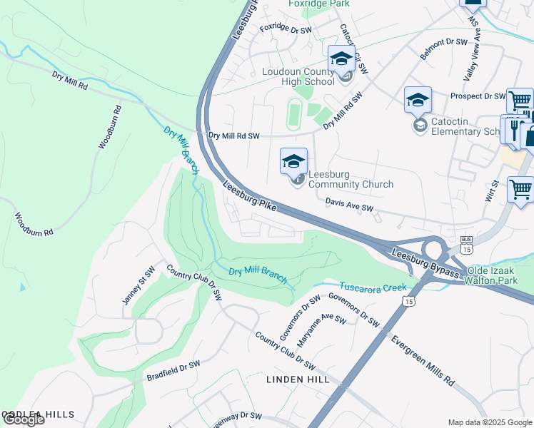 map of restaurants, bars, coffee shops, grocery stores, and more near 125S Clubhouse Drive Southwest in Leesburg