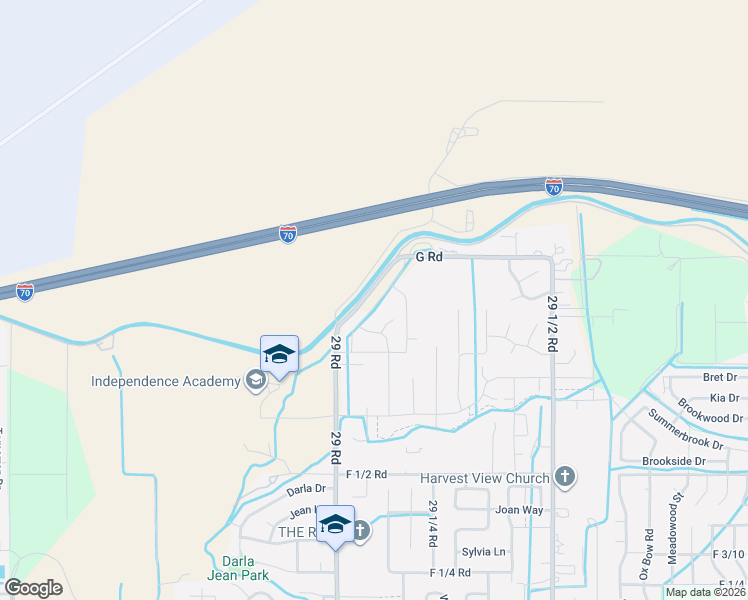map of restaurants, bars, coffee shops, grocery stores, and more near 2919 G Road in Grand Junction