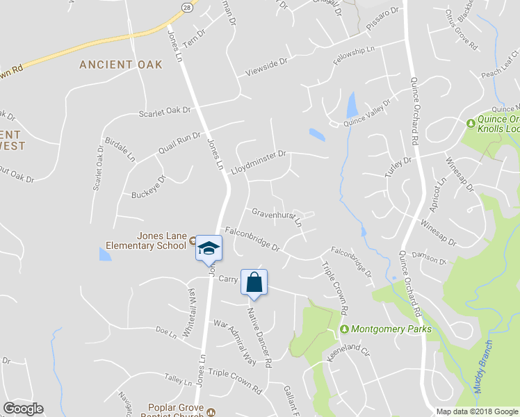 map of restaurants, bars, coffee shops, grocery stores, and more near 12633 Gravenhurst Lane in North Potomac