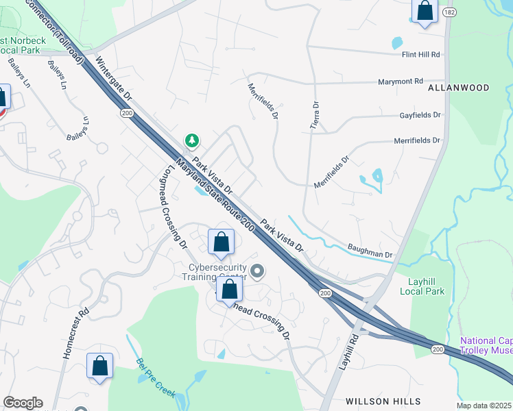 map of restaurants, bars, coffee shops, grocery stores, and more near 2011 Park Vista Drive in Silver Spring