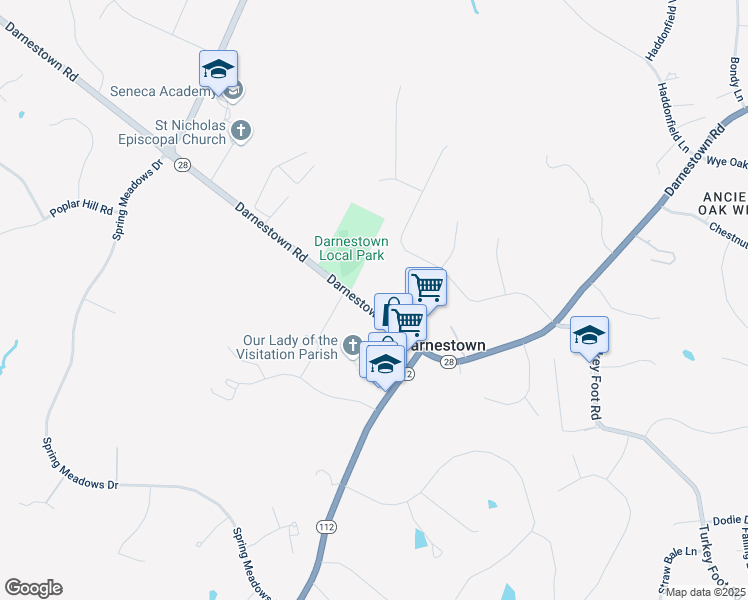 map of restaurants, bars, coffee shops, grocery stores, and more near 14139 Darnestown Road in Germantown