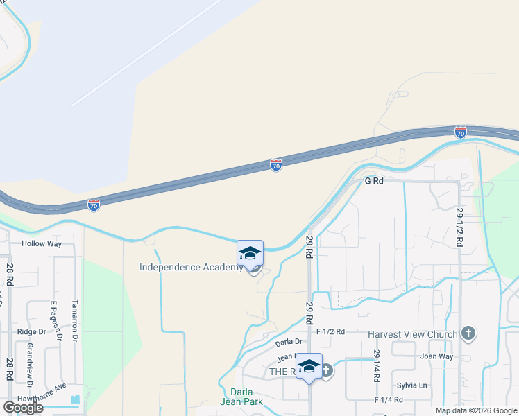 map of restaurants, bars, coffee shops, grocery stores, and more near Interstate 70 in Grand Junction