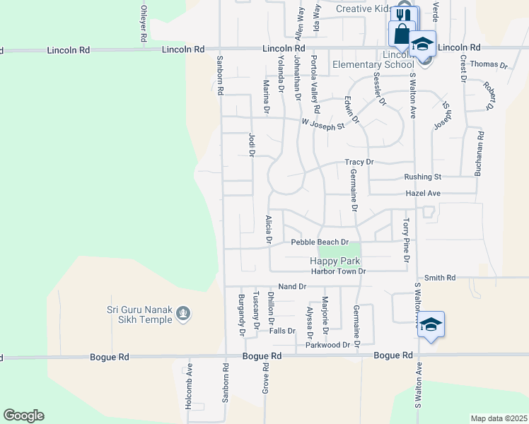 map of restaurants, bars, coffee shops, grocery stores, and more near 1537 Alicia Drive in Yuba City