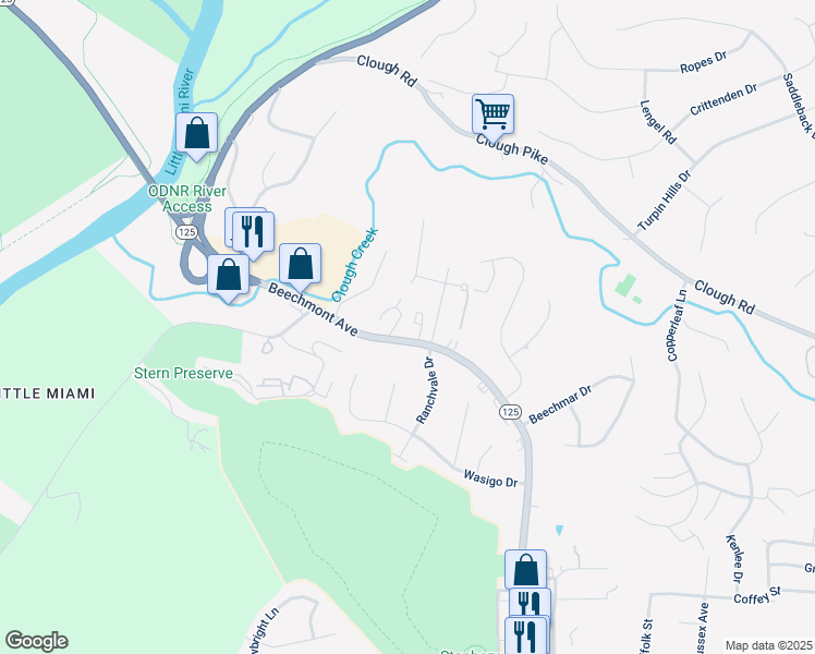map of restaurants, bars, coffee shops, grocery stores, and more near 5462 Beechmont Avenue in Cincinnati