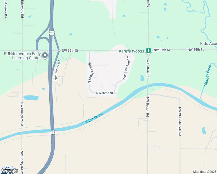 map of restaurants, bars, coffee shops, grocery stores, and more near 3241 Northwest Acorn Place in Topeka
