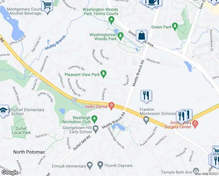 map of restaurants, bars, coffee shops, grocery stores, and more near 204 Argosy Drive in Gaithersburg