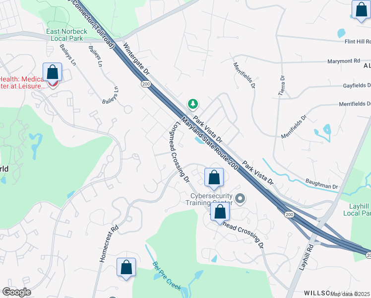 map of restaurants, bars, coffee shops, grocery stores, and more near 15105 Callohan Court in Silver Spring