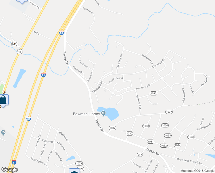 map of restaurants, bars, coffee shops, grocery stores, and more near 120 Equestrian Drive in Stephens City